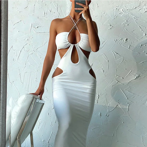 Sleeveless Women Hollow Out Bodycon Dress for Party Events